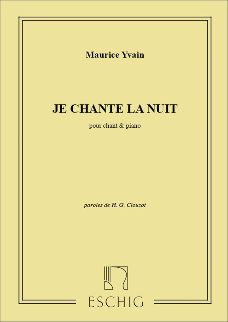 Je Chante La Nuit, Pour Chant Et Piano